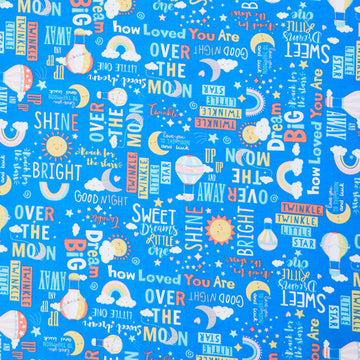 Twinkle Comfort Flannel - Twinkle Words Flanel RoyalBlue Yardage