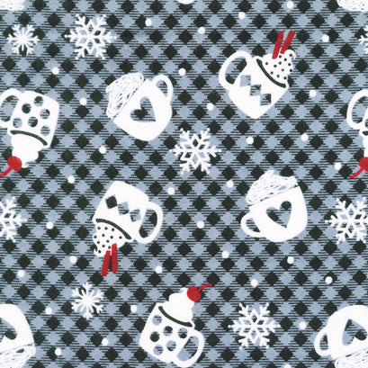 Winter Comfort Flannel - Snowy Cocoa Flannel Black/Gray Yardage