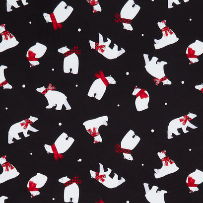 Winter Comfort Flannel - Polar Bear Fun Flannel Black Yardage