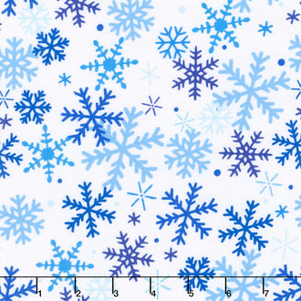 Winter Wonders Comfort Flannel - Winter Snowflakes White Yardage