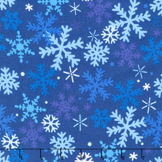 Winter Wonders Comfort Flannel - Winter Snowflakes Navy Yardage
