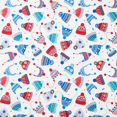 Winter Wonders Comfort Flannel - Cozy Hats White Yardage