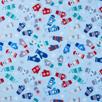 Winter Wonders Comfort Flannel - Cozy Mittens Light Blue Yardage