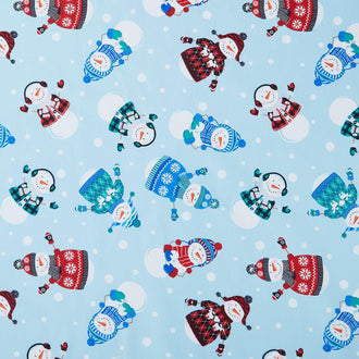 Winter Wonders Comfort Flannel - Happy Snowmen Light Blue Yardage