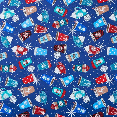 Winter Wonders Comfort Flannel - Hot Cocoa Navy Yardage