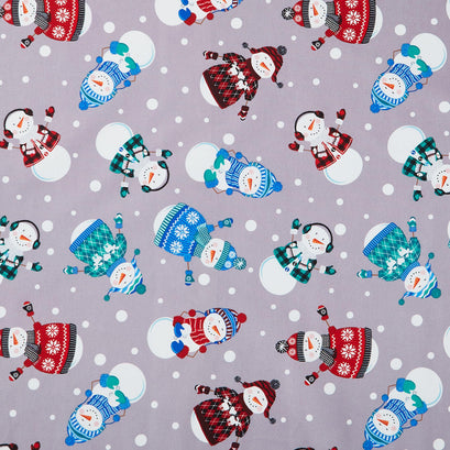 Winter Wonders Comfort Flannel - Happy Snowmen Gray Yardage