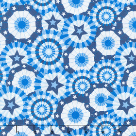 Patriotic 108" - Banner Celebration Blue 108" Wide Backing