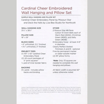 Missouri Star Embroidery Panel - Cardinal Cheer