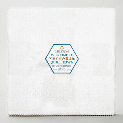 Welcome To Quilt Town Blocks White on White 10" Squares