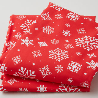 Christmas In Quilt Town - Snowflakes Red 108/110" Wide Backing - 3 Yard Cut
