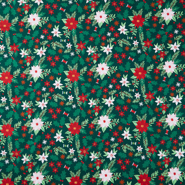 Christmas In Quilt Town - Poinsettia Tossed Green Yardage