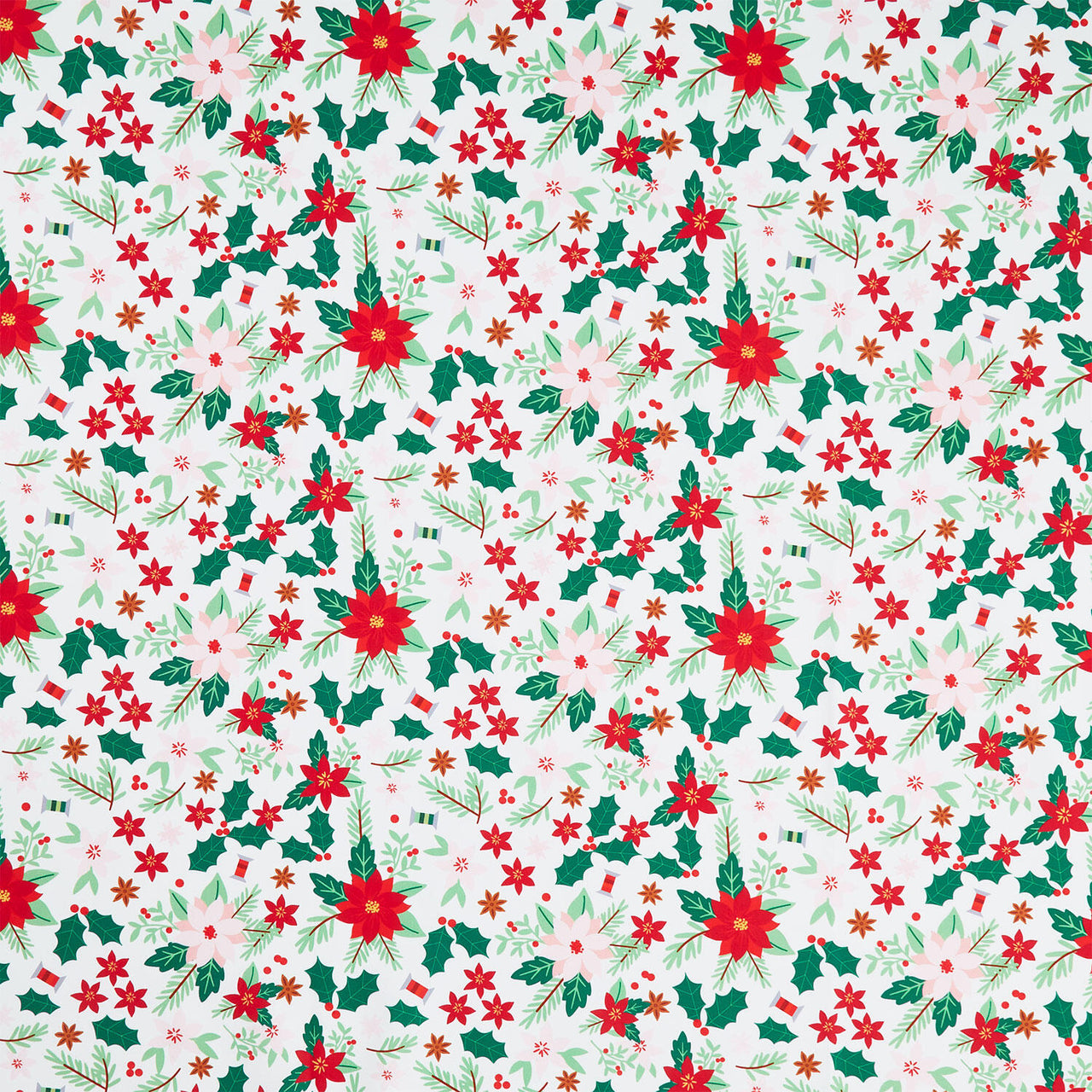Christmas In Quilt Town - Poinsettia Tossed White Yardage