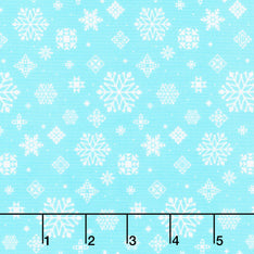 Christmas In Quilt Town - Snowflakes Blue Yardage