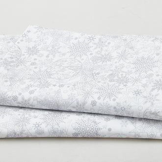 We Love Christmas - Snow Crystal White/Silver 2 Yard Cut