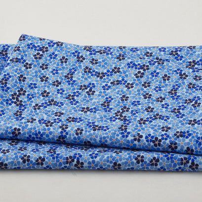 Blossoms Bloom - Dense Flowers Blue 2 Yard Cut