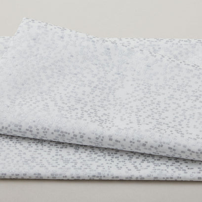Frosty Snowflake - Small Squares White/Silver Metallic 2 Yard Cut