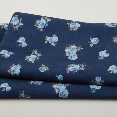 Karla-Rose - Small Flowers & Dots Blue 2 Yard Cut