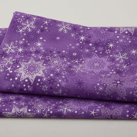Star Sprinkle - Snowflakes Lilac Silver 2 Yard Cut