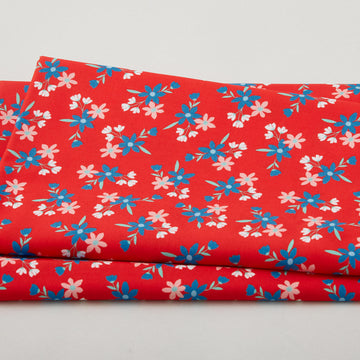 Sweetie - Small Tossed Flowers Red 2 Yard Cut