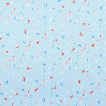 Sweetie - Hearts and Flowers Light Blue 2 Yard Cut