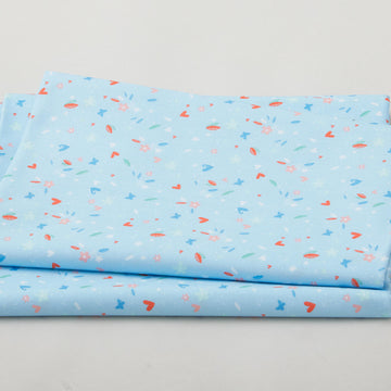 Sweetie - Hearts and Flowers Light Blue 2 Yard Cut