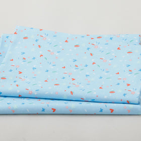 Sweetie - Hearts and Flowers Light Blue 2 Yard Cut