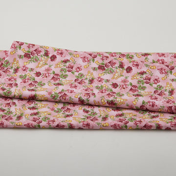 Floral Fling Garden - Packed Floral over Plaid Pink 2 Yard Cut