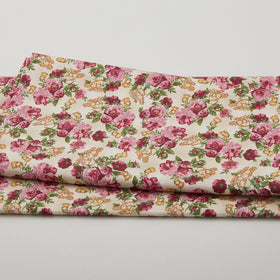 Floral Fling Garden - Packed Floral over Plaid Cream 2 Yard Cut