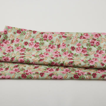 Floral Fling Garden - Packed Floral over Plaid Green 2 Yard Cut