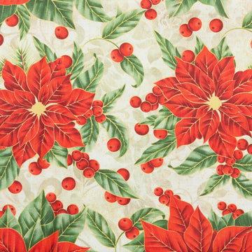 Festive Christmas Flowers - Cream 2 Yard Cut