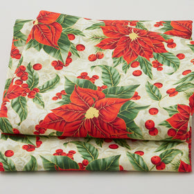 Festive Christmas Flowers - Cream 2 Yard Cut