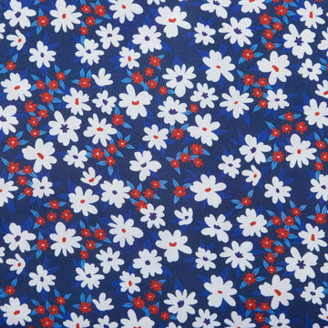 White and Red Ditsy Flowers Navy - 2 Yard Cut