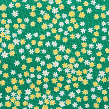 Small Yellow Ditsy Flowers - Green 2 Yard Cut