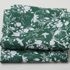 Vintage Green Botanical Print - Green 2 Yard Cut