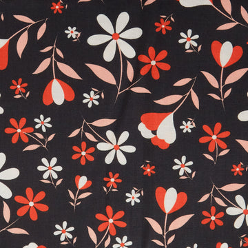 Red Floral - Charcoal 2 Yard Cut