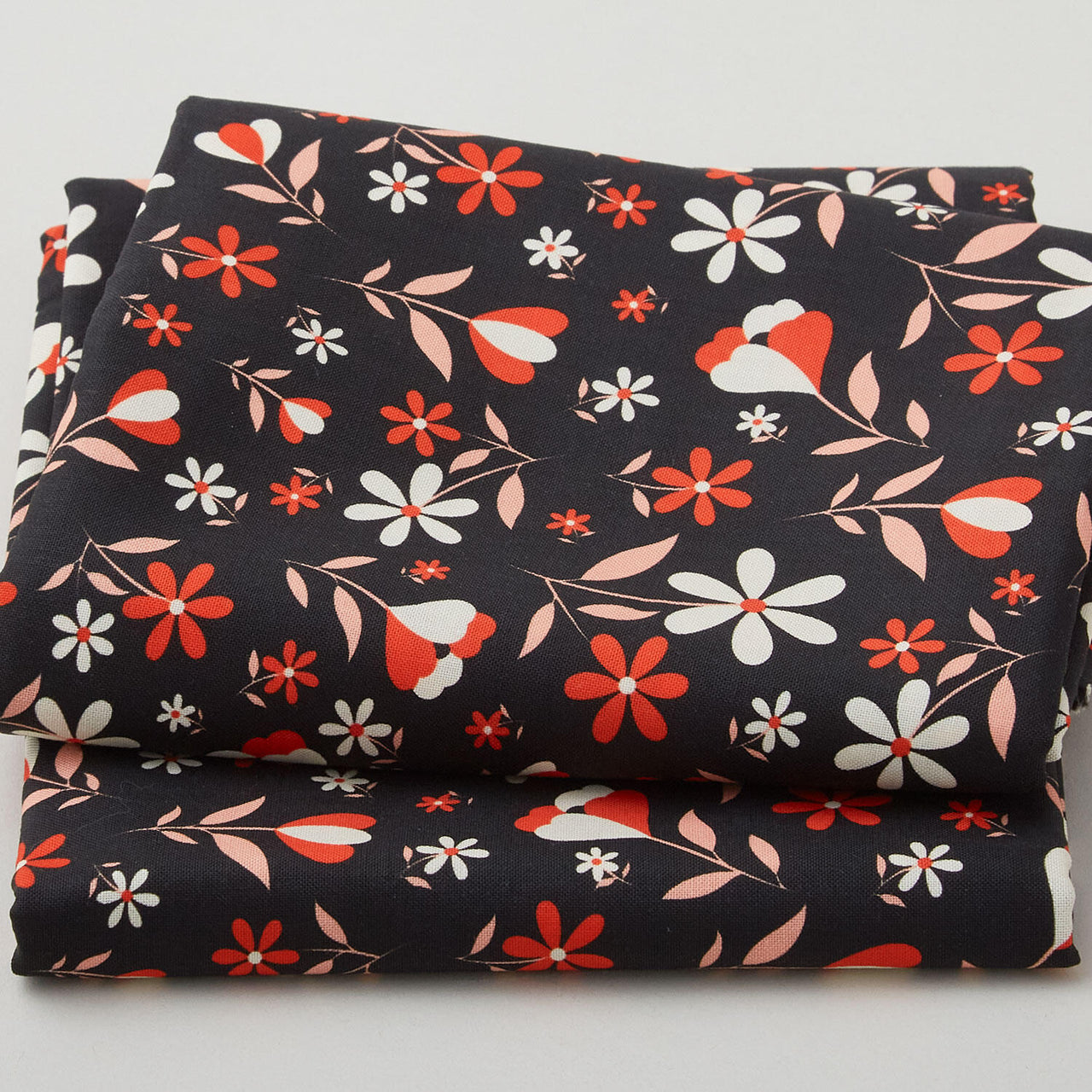 Red Floral - Charcoal 2 Yard Cut