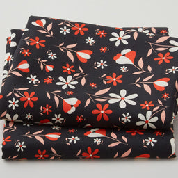 Red Floral - Charcoal 2 Yard Cut