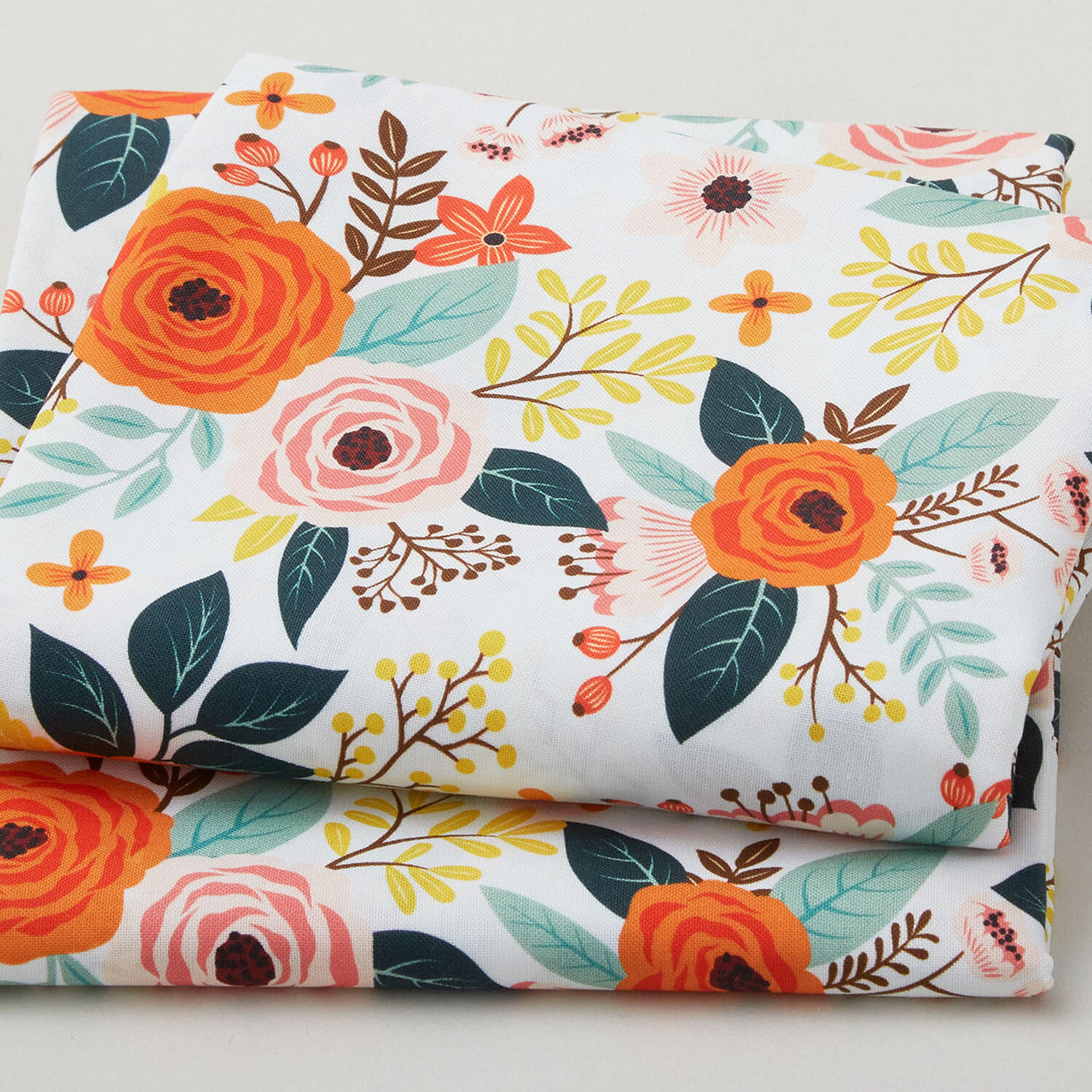 Orange & Pink Bouquet - White 2 Yard Cut