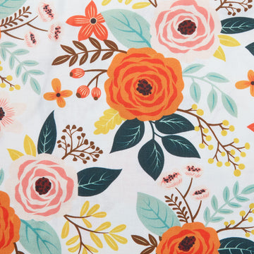 Orange & Pink Bouquet - White 2 Yard Cut