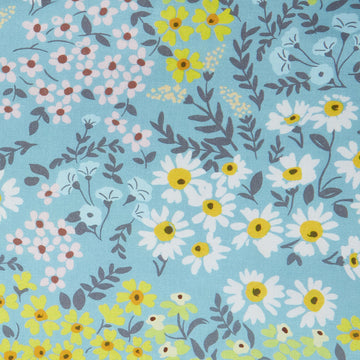 Yellow & White Garden - Soft Blue 2 Yard Cut