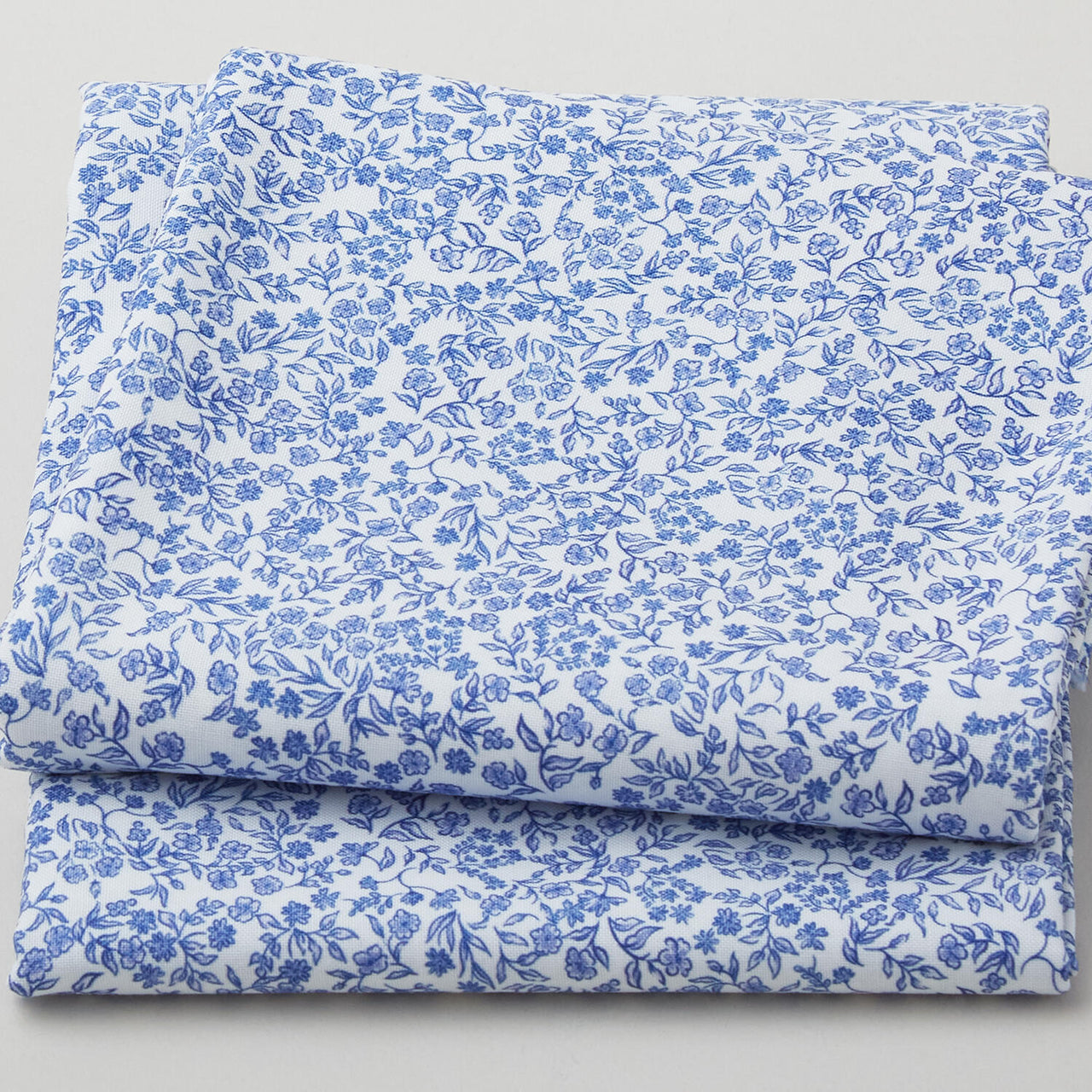 Rustic Blue Ditsy Floral - White 2 Yard Cut