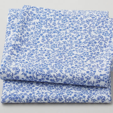Rustic Blue Ditsy Floral - White 2 Yard Cut