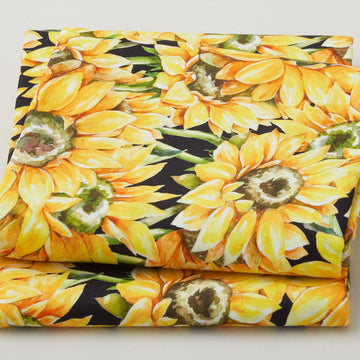 Yellow Sunflowers - Black 2 Yard Cut