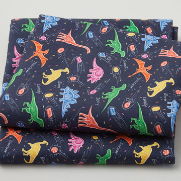 Colorful Novelty Dinosaurs - Dark Navy 2 Yard Cut
