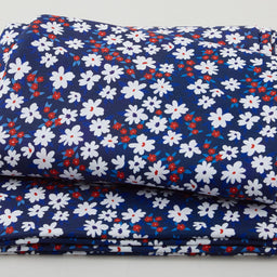 White and Red Ditsy Floral - Navy 3 Yard Cut