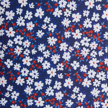 White and Red Ditsy Floral - Navy 3 Yard Cut
