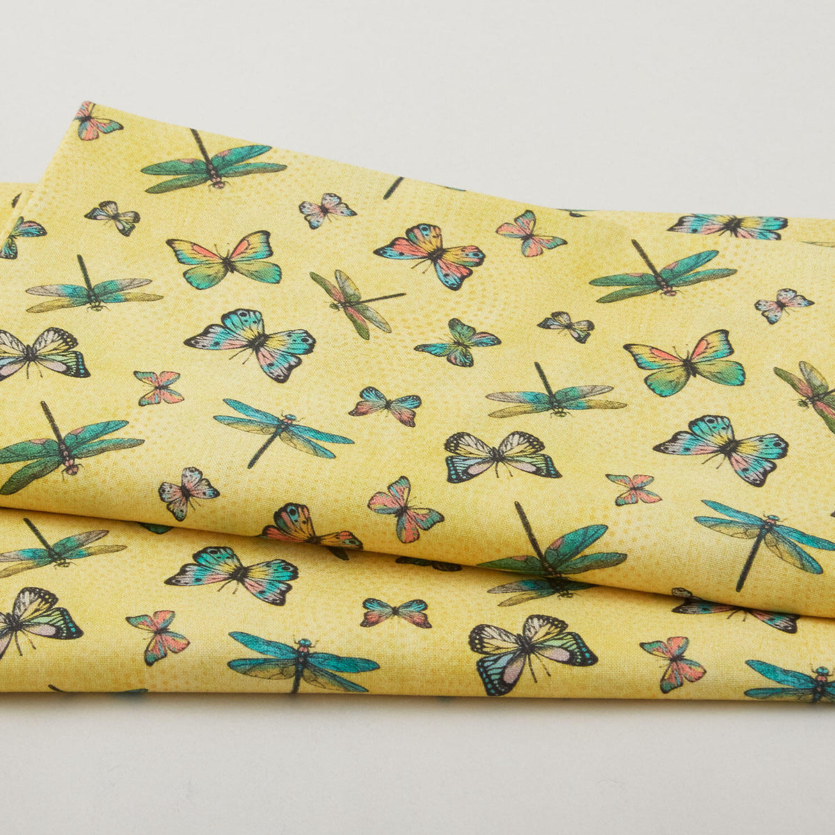 Birds & Blooms - Butterflies and Dragonflies Yellow 2 Yard Cut