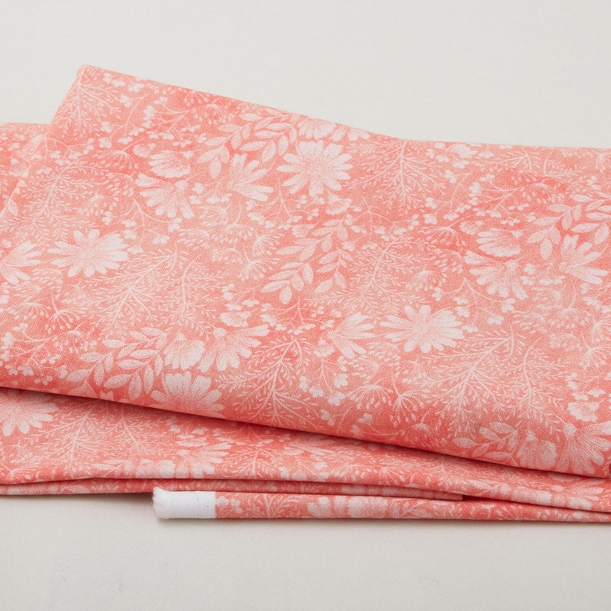 Birds & Blooms - Floral Silhouette Coral 2 Yard Cut