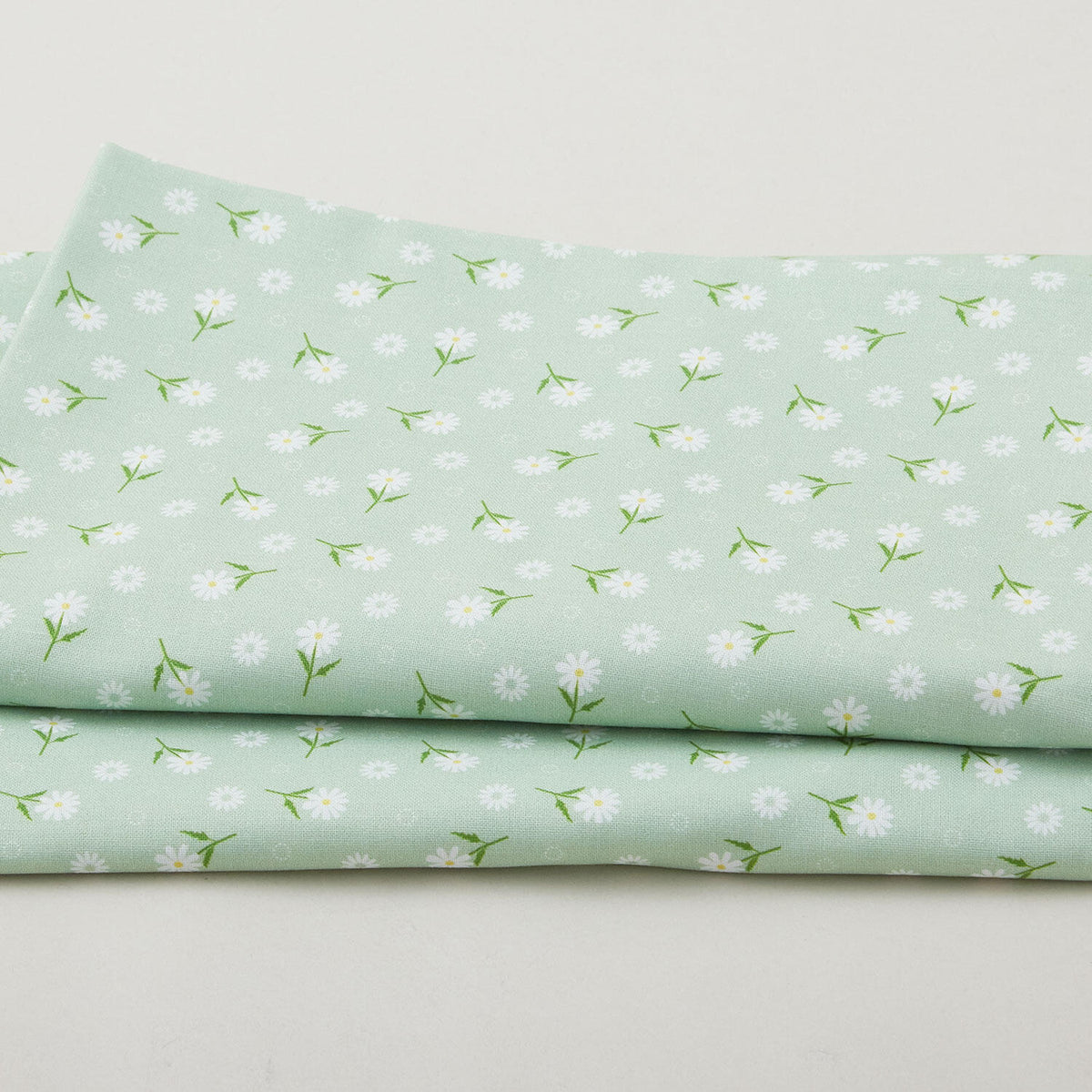 The Bright Side - Daises With Circles Of Dots Light Green 2 Yard Cut