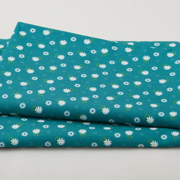 The Bright Side - Daises With Circles Of Dots Turquoise 2 Yard Cut